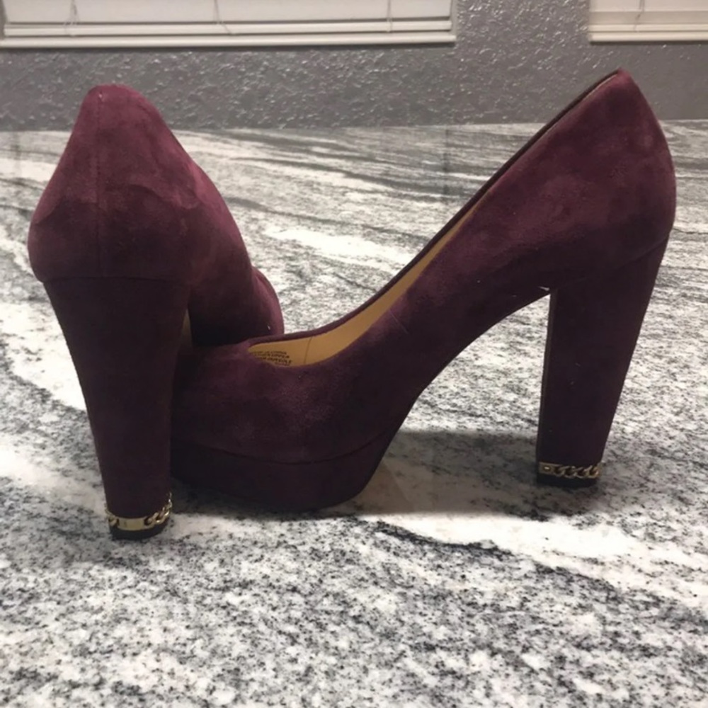Michael kors burgundy suede heels